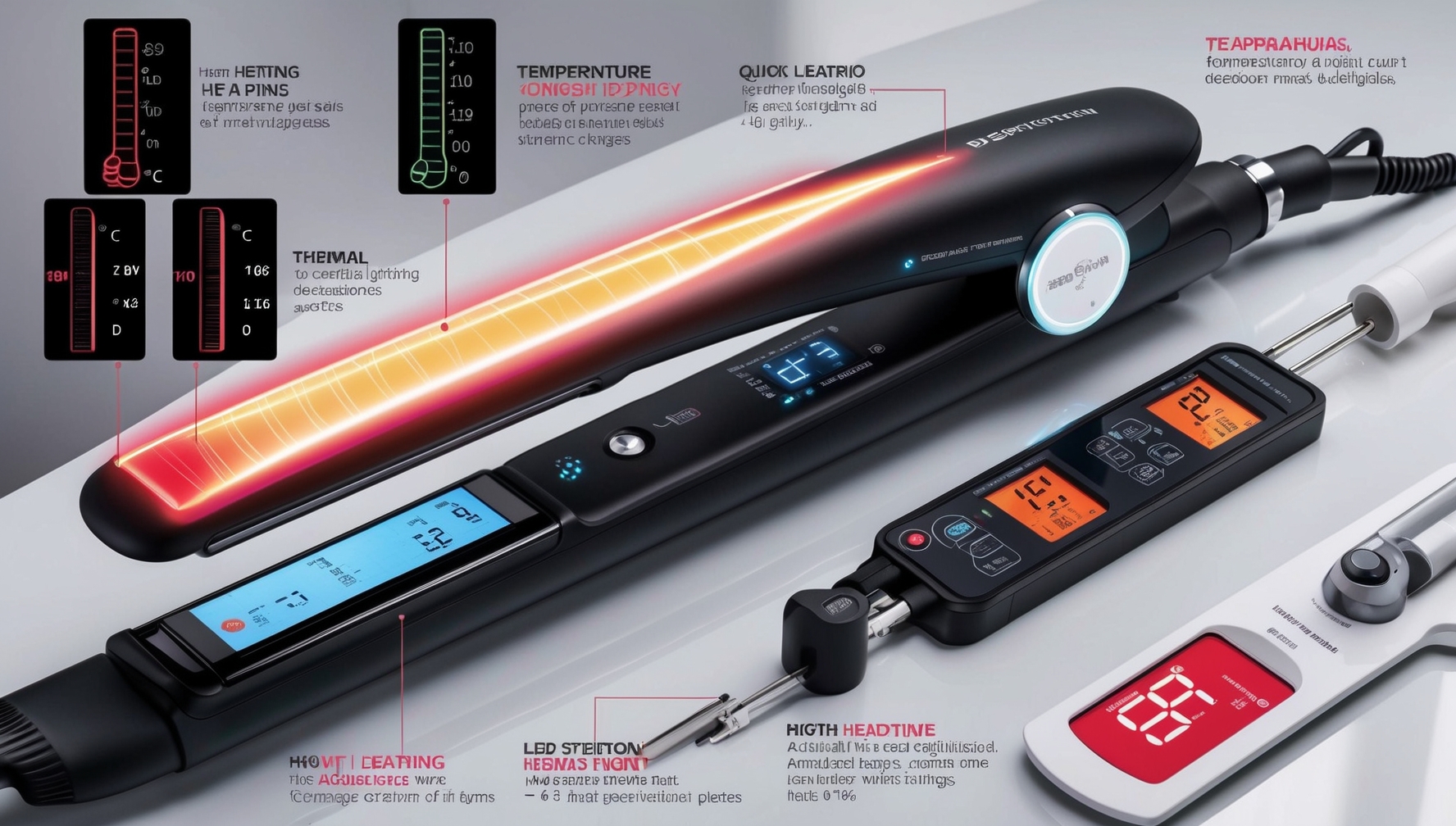 Hajvasaló hőmérséklet szabályozás - digitális kijelző és precíz beállítások