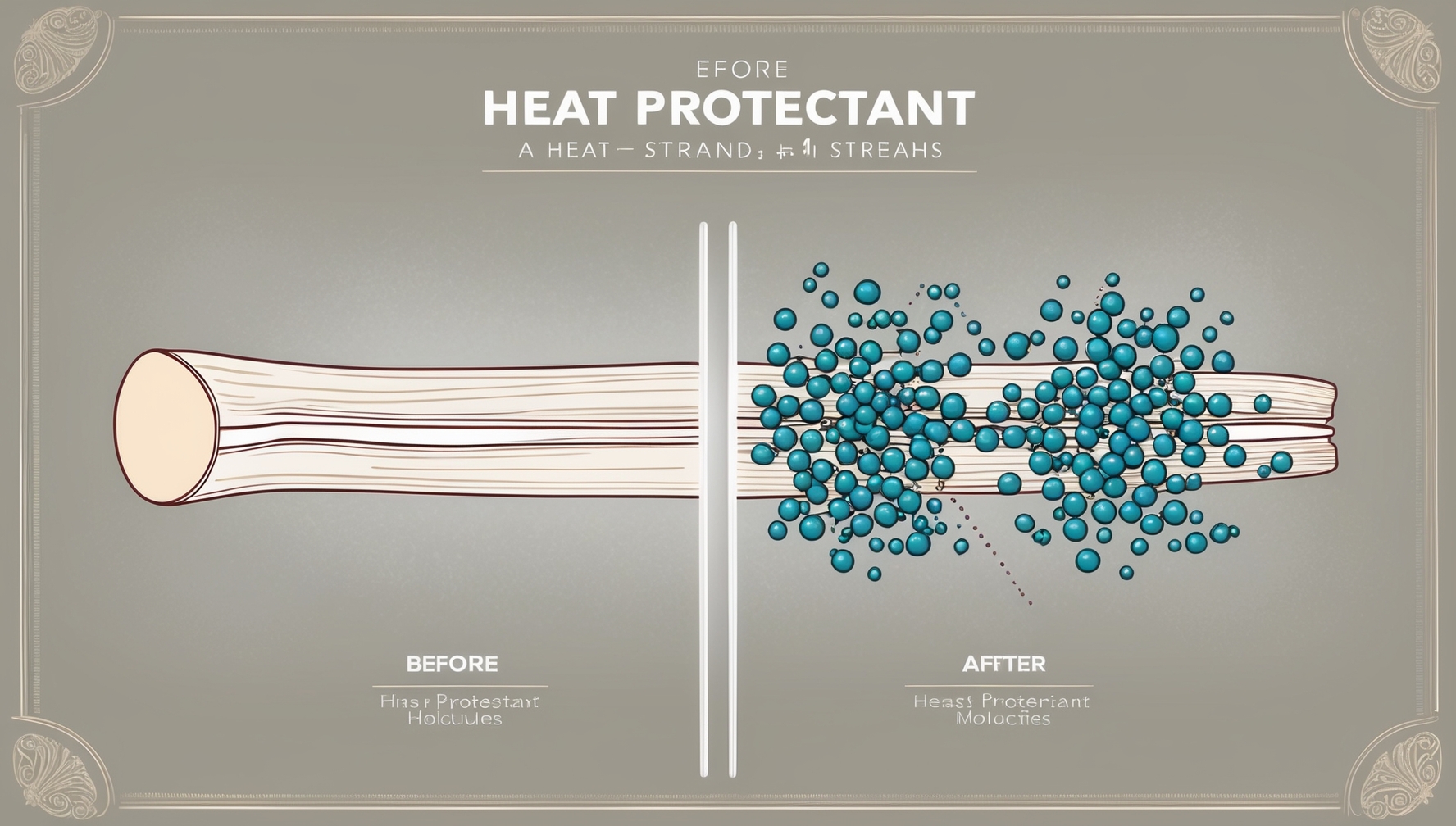 Hővédő spray hatásmechanizmusa hajszálon - tudományos ábra a védő réteg kialakulásáról